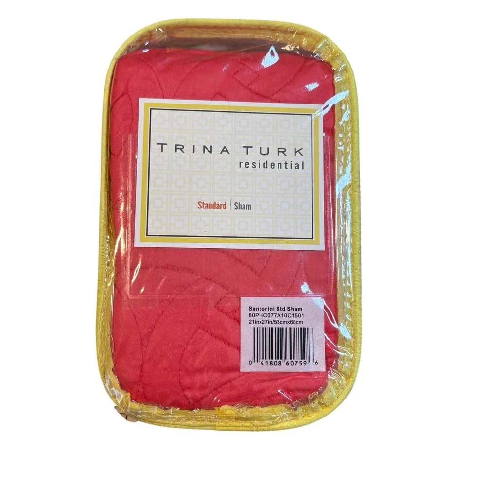 Trina‎ Turk Santorini Coral Quilted Standard Sham 100% Cotton Sateen New